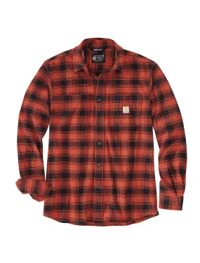 105945 - Rugged flex® relaxed fit midweight flannel long-sleeve plaid shirt - Red Ochre/Black
