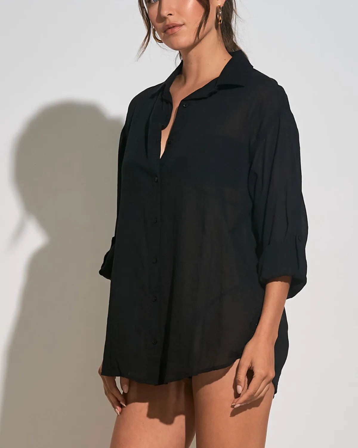 2024 Elan Traveler Button Down Cover Up Top - VOPM11086