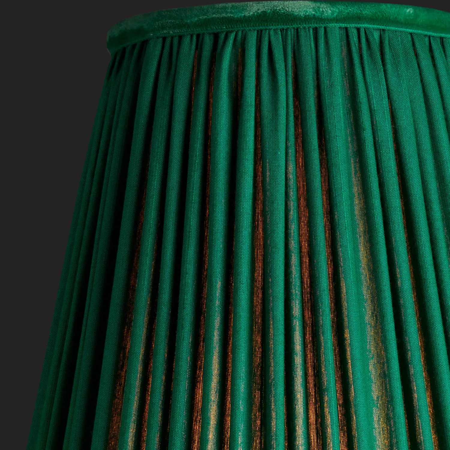 20cm wizard hat shade in emerald silk with velvet tape