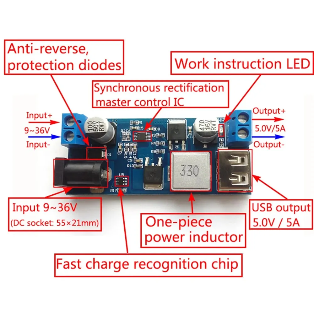 24V/12V to 5V 5A Power Module DC-DC XY-3606 Power Converter