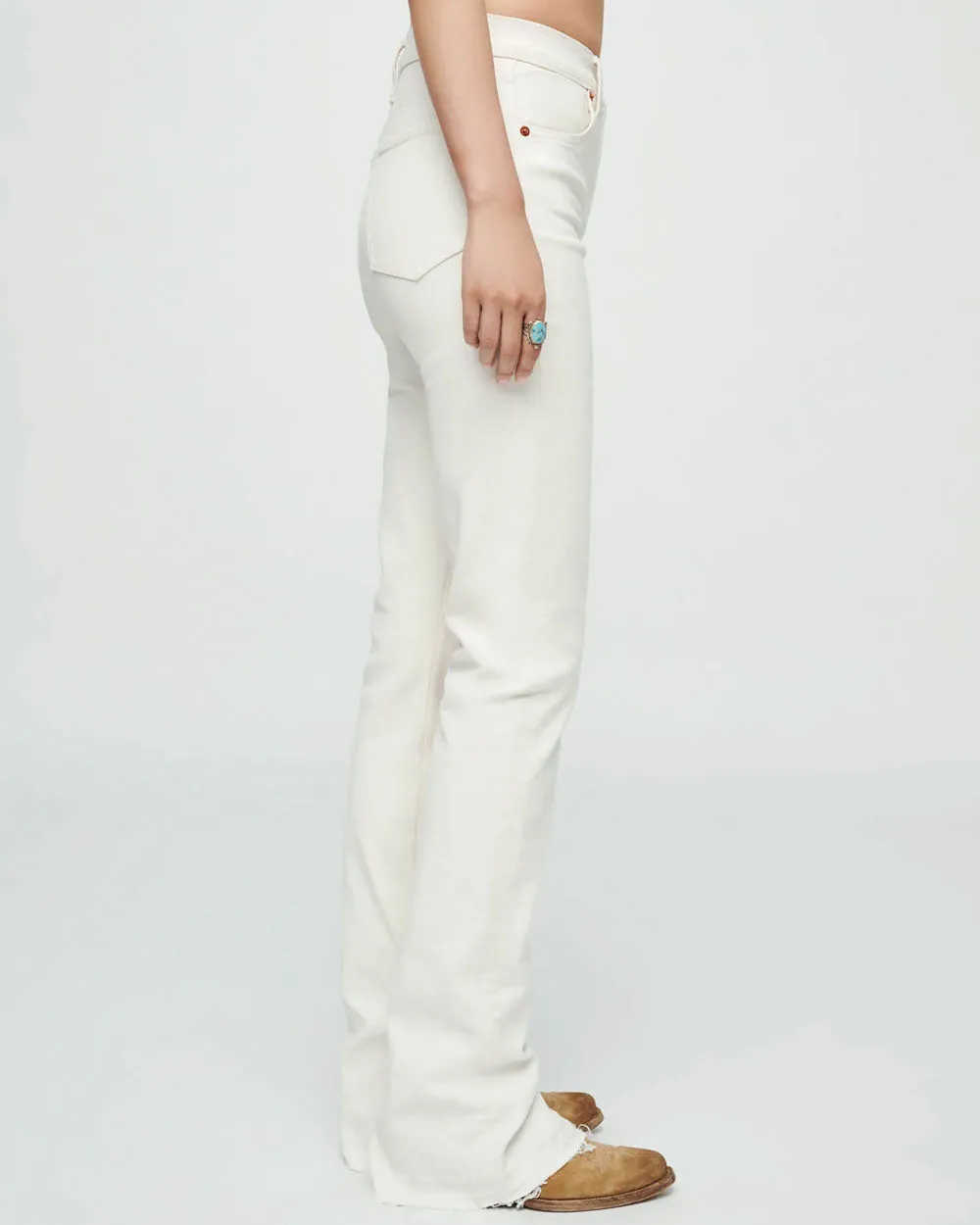 70s High Rise Skinny Bootcut Jean in Vintage White
