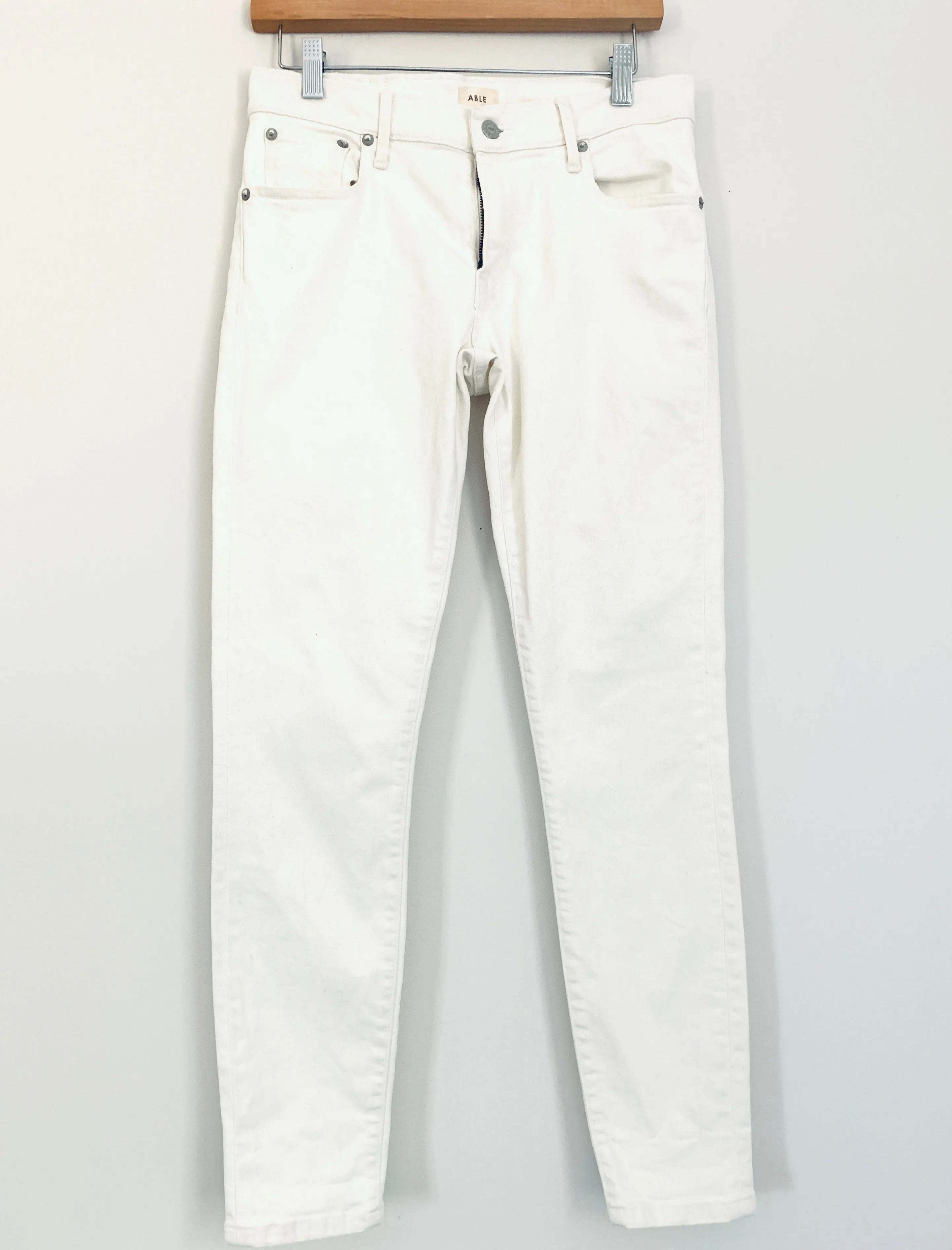 ABLE Jeans Off White The Skinny- Size 27 (Inseam 29”)