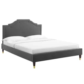 Adelaide Performance Velvet King Platform Bed By Modway - MOD-6863 - Charcoal
