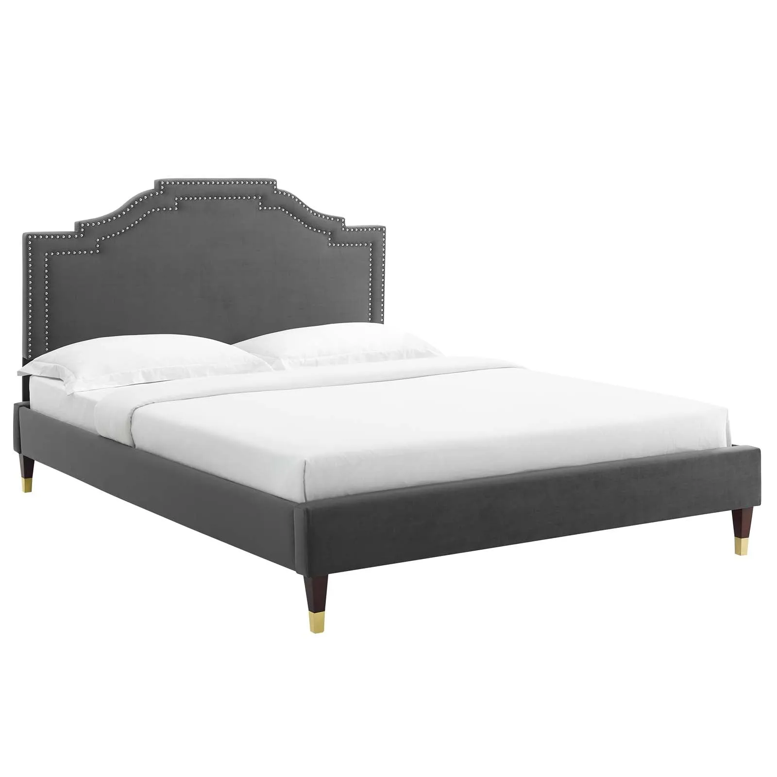 Adelaide Performance Velvet King Platform Bed By Modway - MOD-6863 - Charcoal