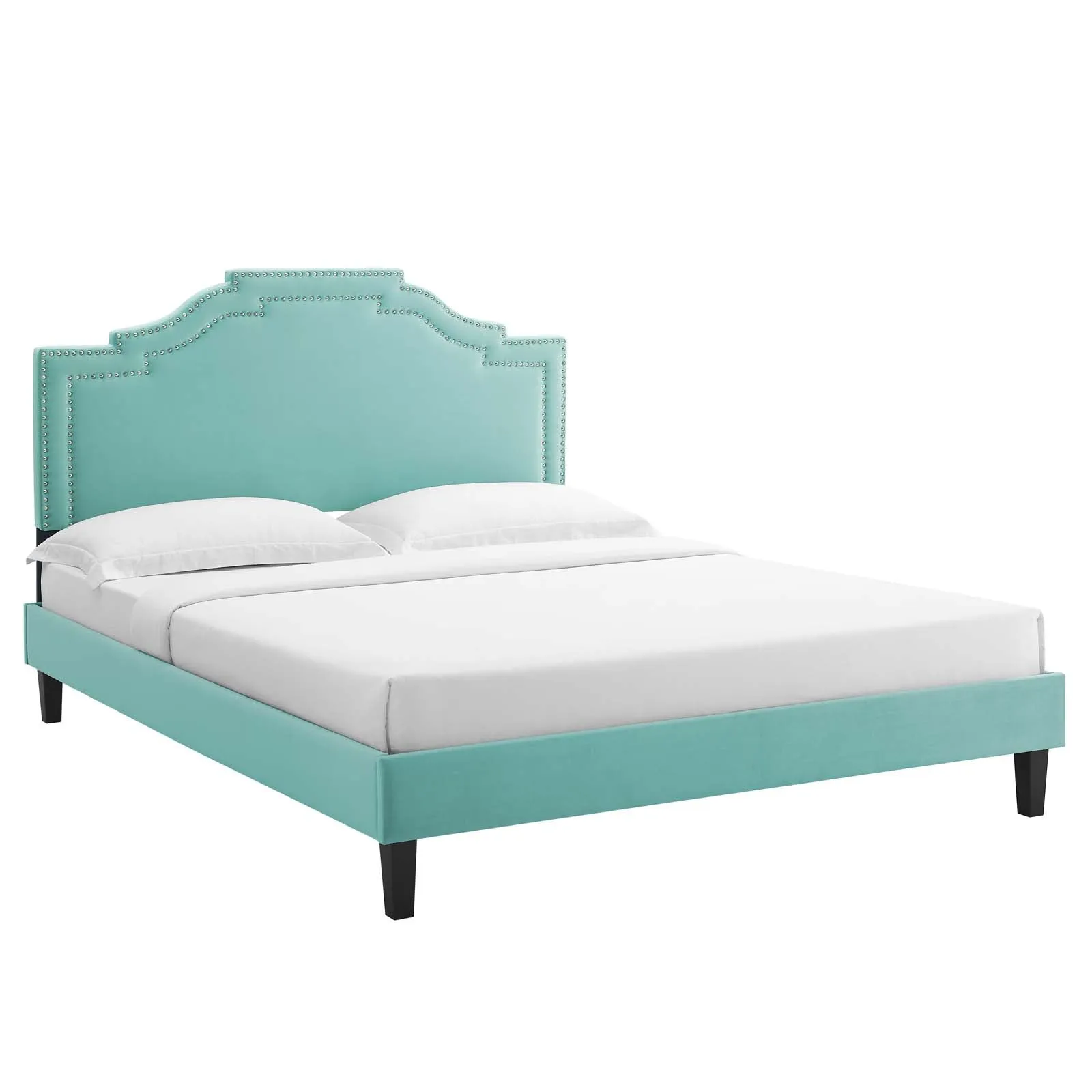 Adelaide Performance Velvet Queen Platform Bed By Modway - MOD-6582 - Mint