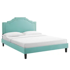 Adelaide Performance Velvet Queen Platform Bed By Modway - MOD-6582 - Mint
