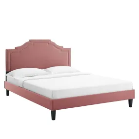 Adelaide Performance Velvet Twin Platform Bed By Modway - MOD-6852 - Dusty Rose