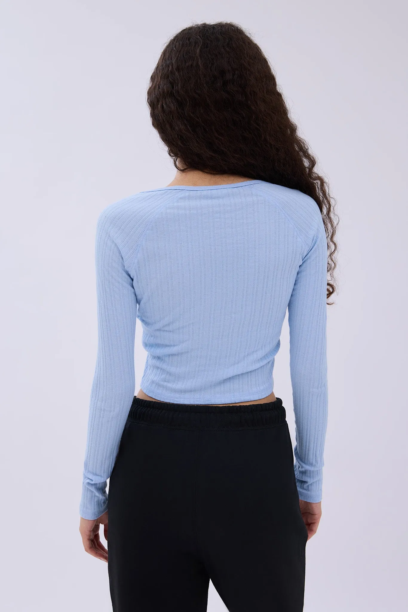 AERO Ribbed Long Sleeve Notch Neck Tee