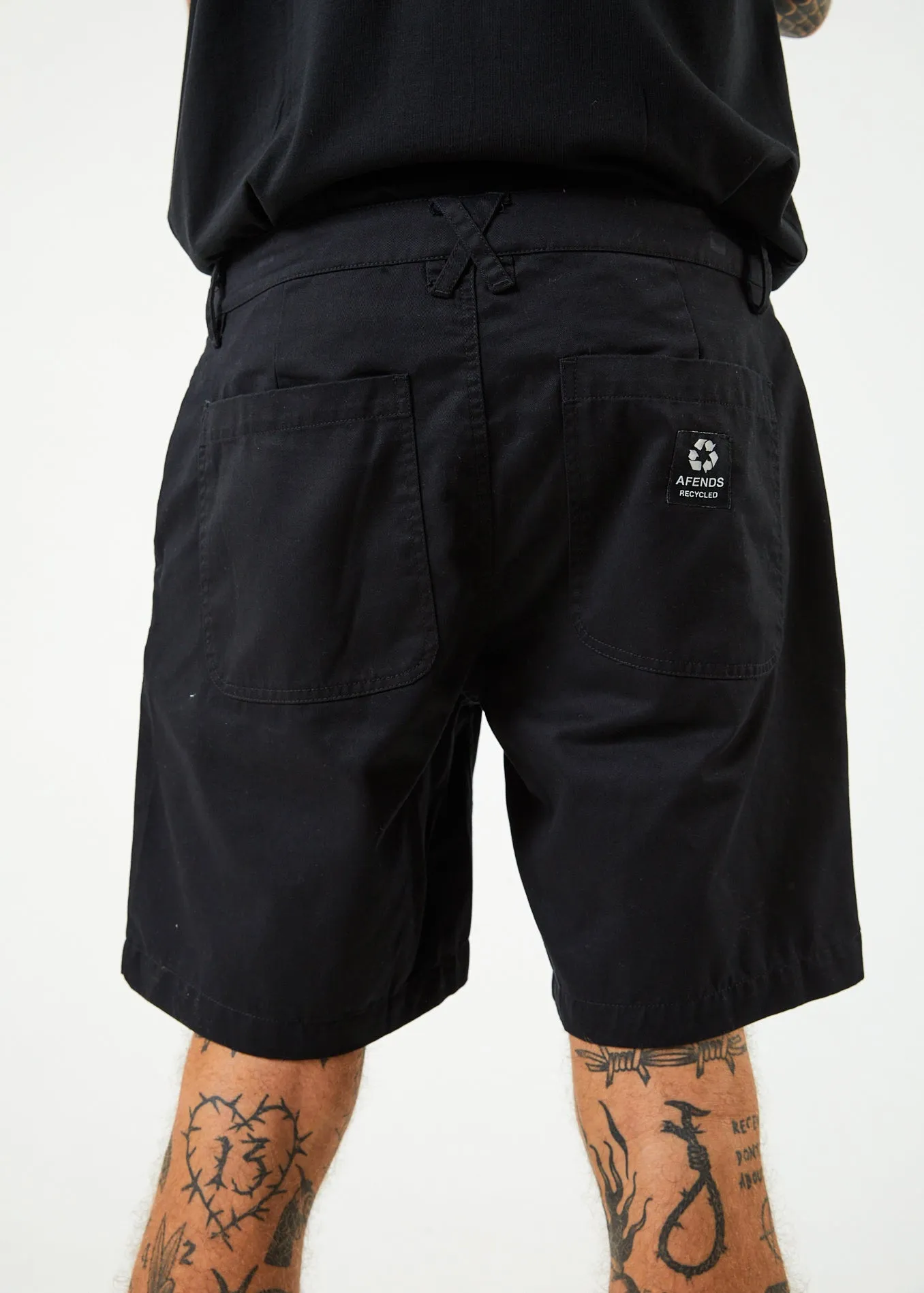 AFENDS Mens Ninety Twos - Chino Shorts - Black