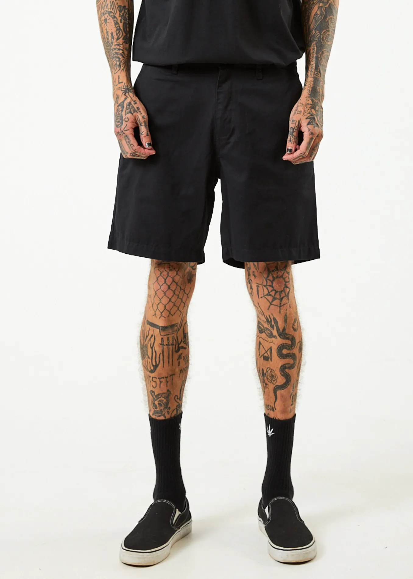 AFENDS Mens Ninety Twos - Chino Shorts - Black