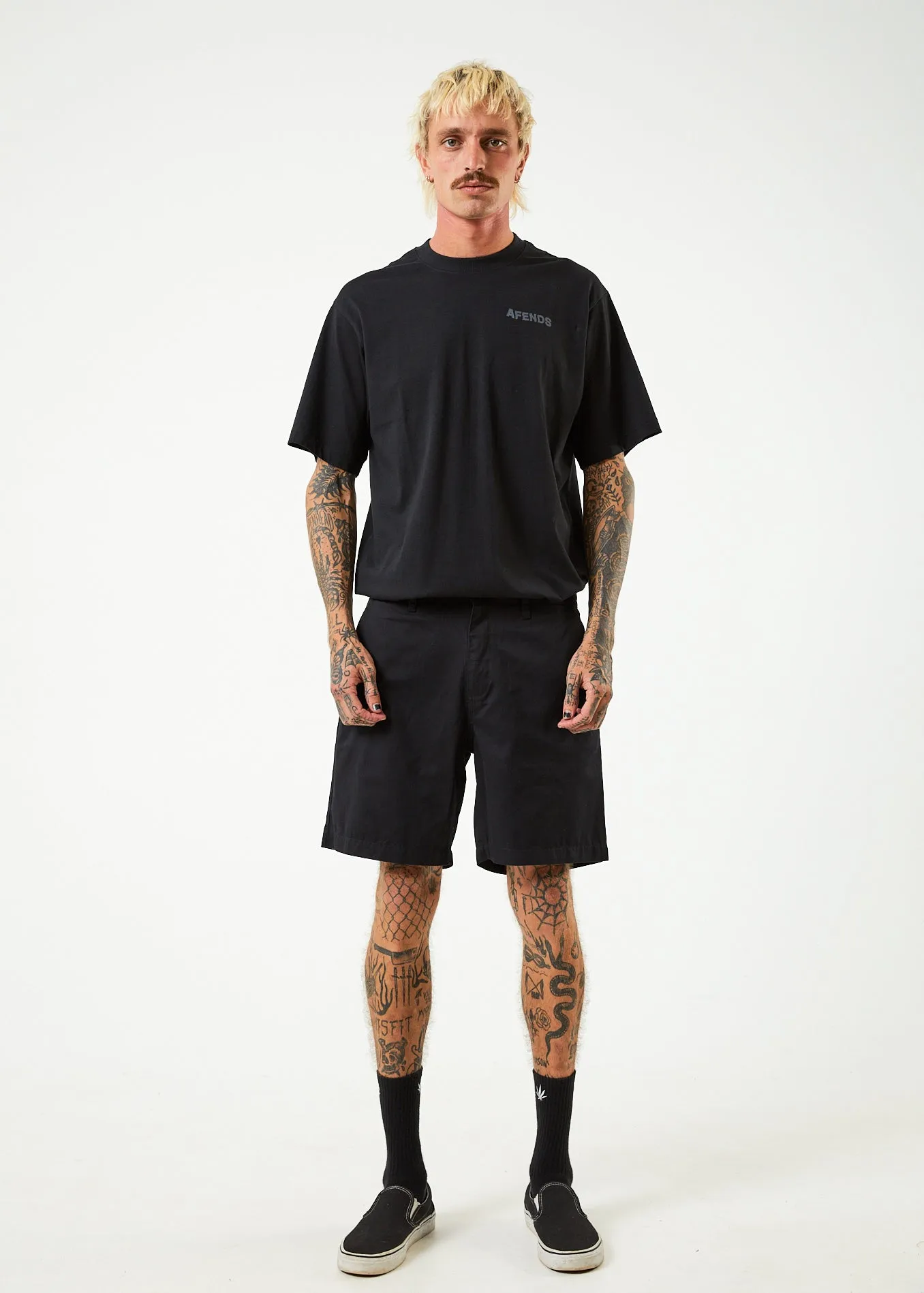 AFENDS Mens Ninety Twos - Chino Shorts - Black
