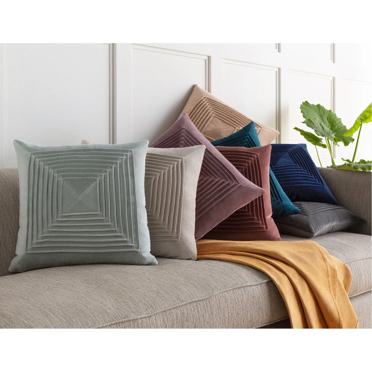 Akira Velvet Pillow in Ice Blue