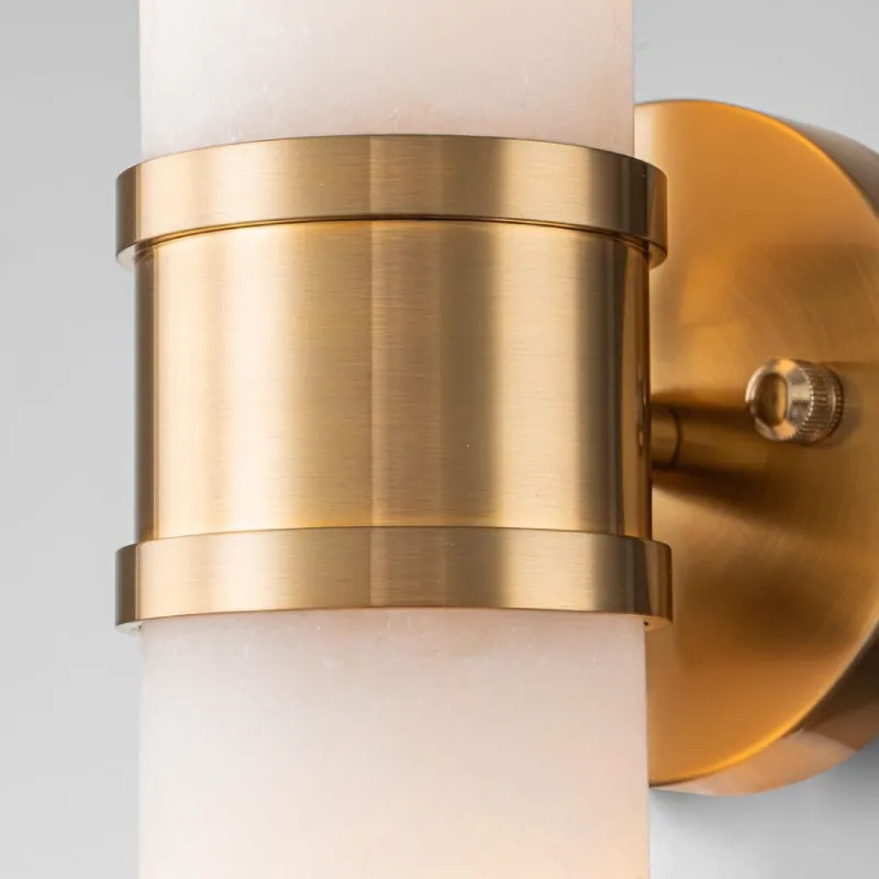 Alabaster and Brass Up & Down Wall Light