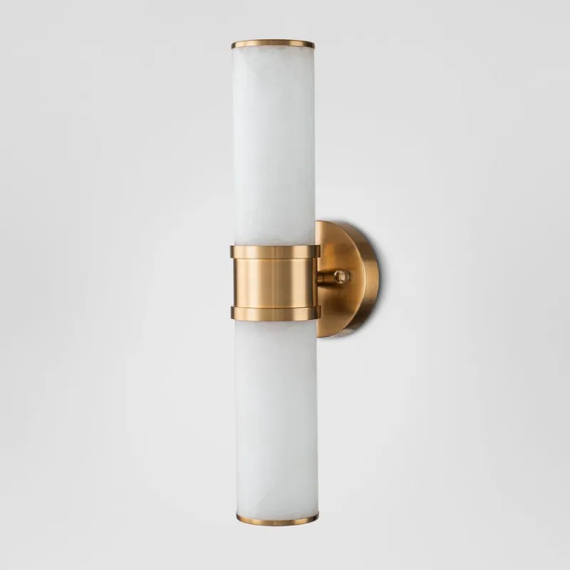 Alabaster and Brass Up & Down Wall Light