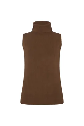 Alexia Roll Neck Knit Top In Brown