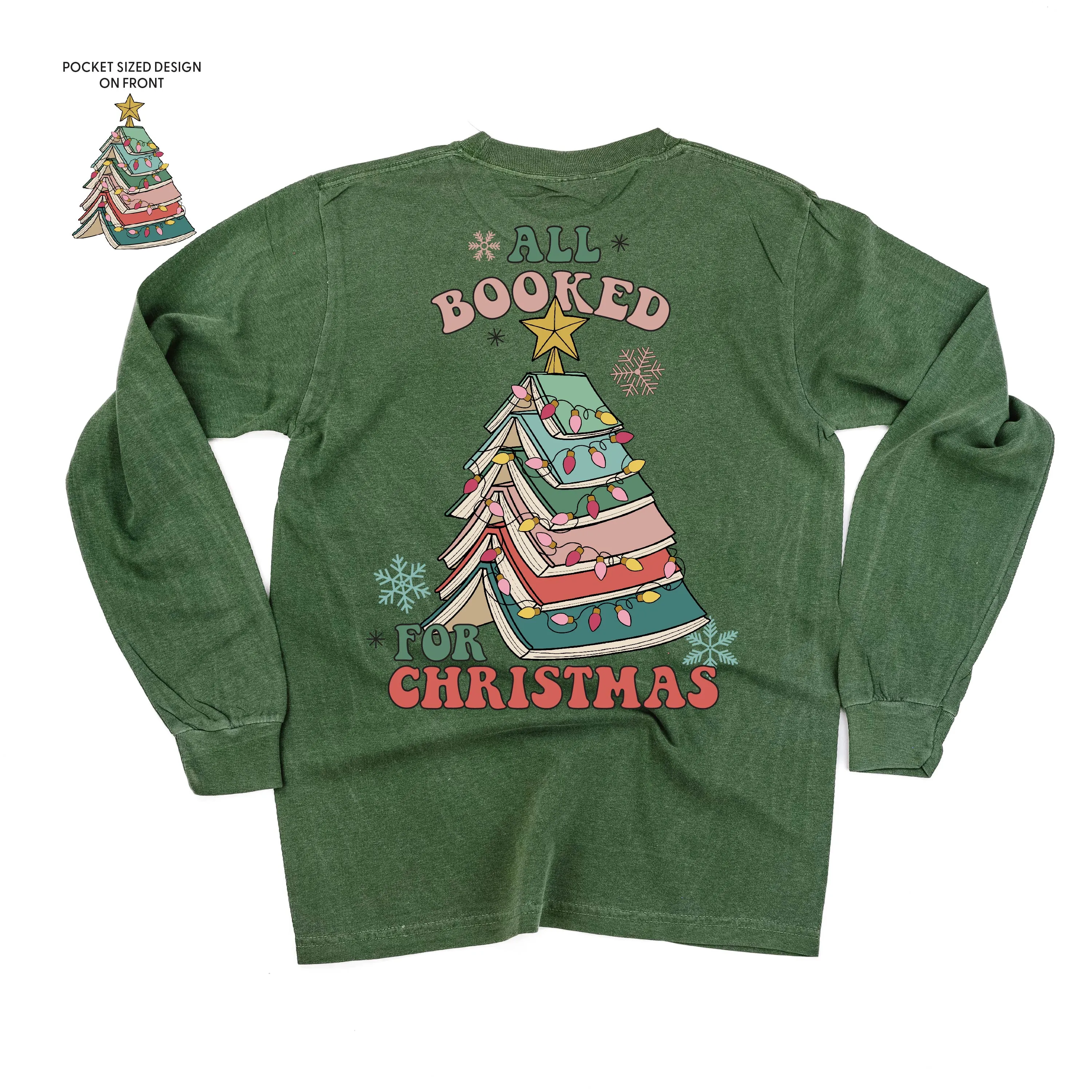All Booked For Christmas (pf&b) - LONG SLEEVE Comfort Colors Tee