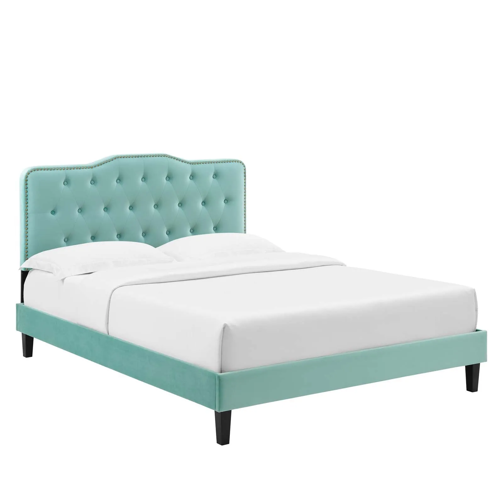 Amber Performance Velvet Twin Platform Bed By Modway - MOD-6780 - Mint