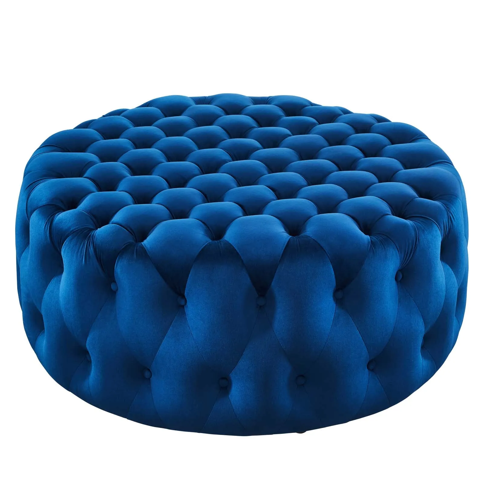Amour Tufted Button Large Round Performance Velvet Ottoman By Modway - EEI-5469 - Navy
