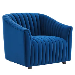 Announce Performance Velvet Channel Tufted Armchair By Modway - EEI-5055 - Navy