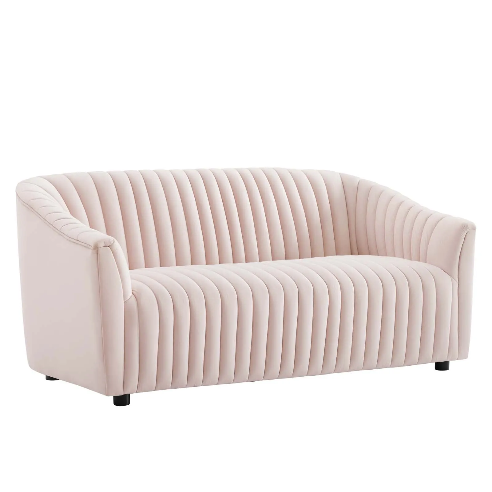 Announce Performance Velvet Channel Tufted Loveseat By Modway - EEI-5054 - Pink