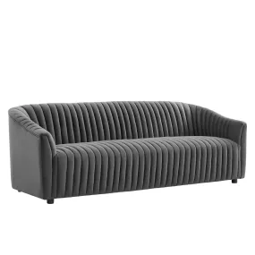 Announce Performance Velvet Channel Tufted Sofa By Modway - EEI-5053 - Charcoal