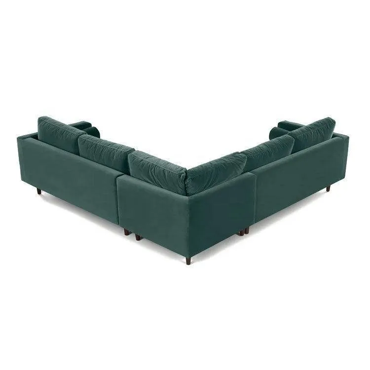 Ashla Petrol Velvet Fabric Sectional Sofa