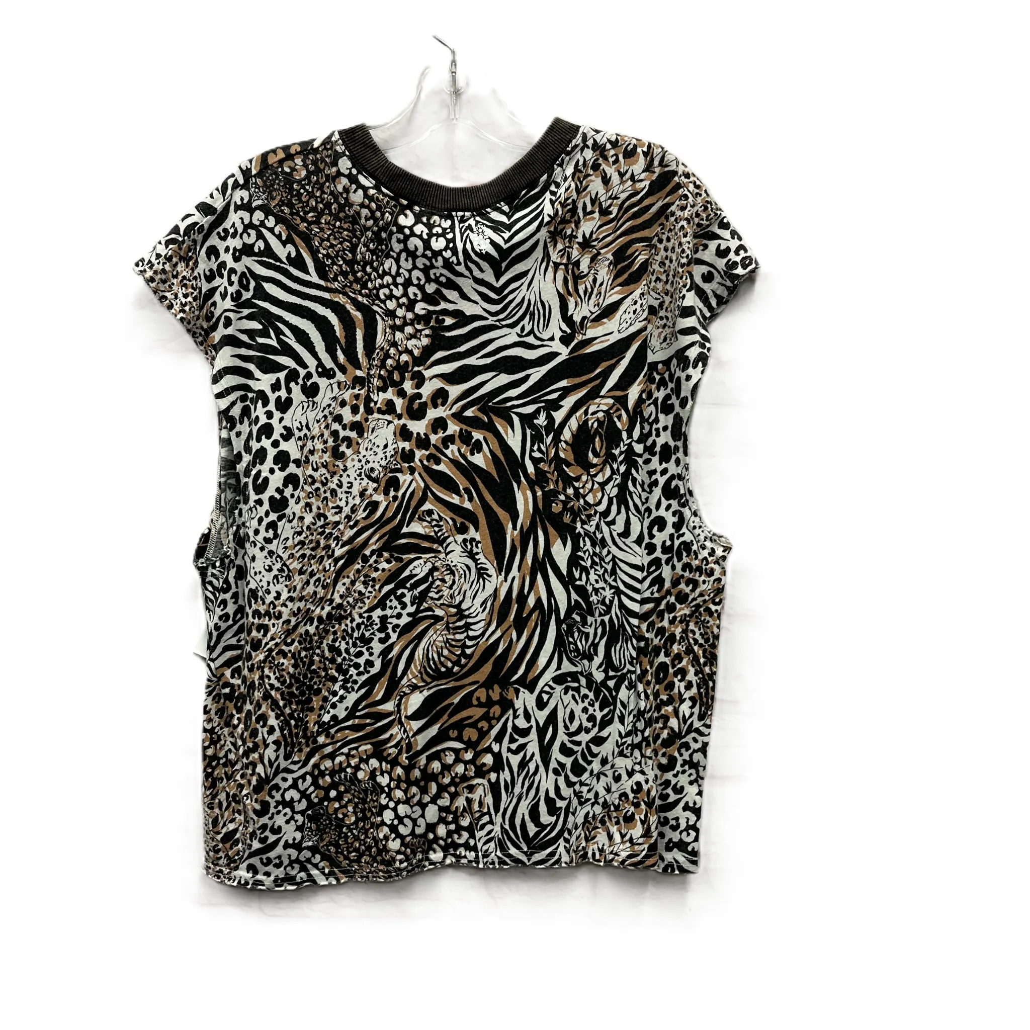 Athletic Top Short Sleeve By Free People In Black & Cream, Size: S