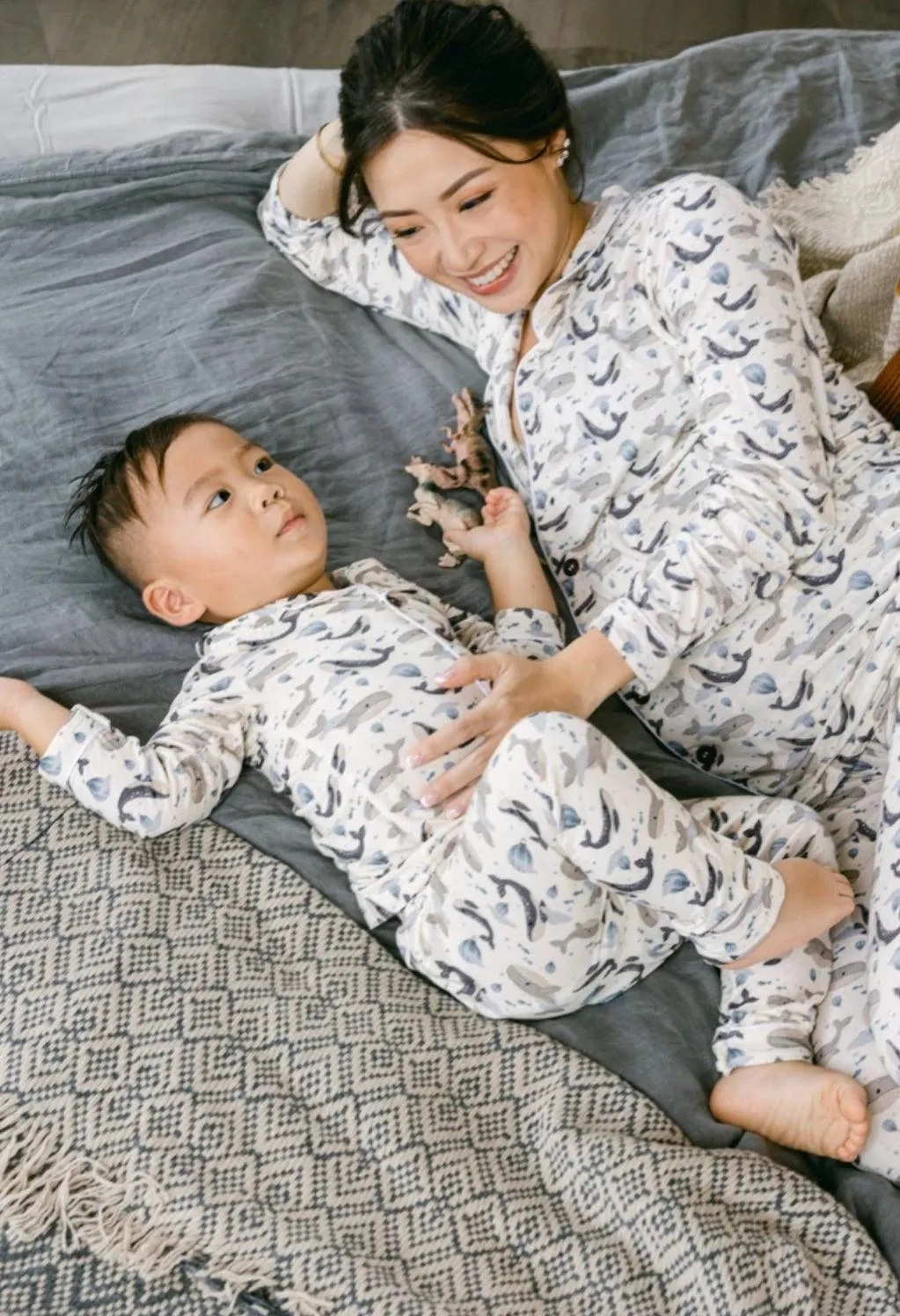 Bamberry x Kryz Adult Long Sleeves Button Down PJ Set - Whale
