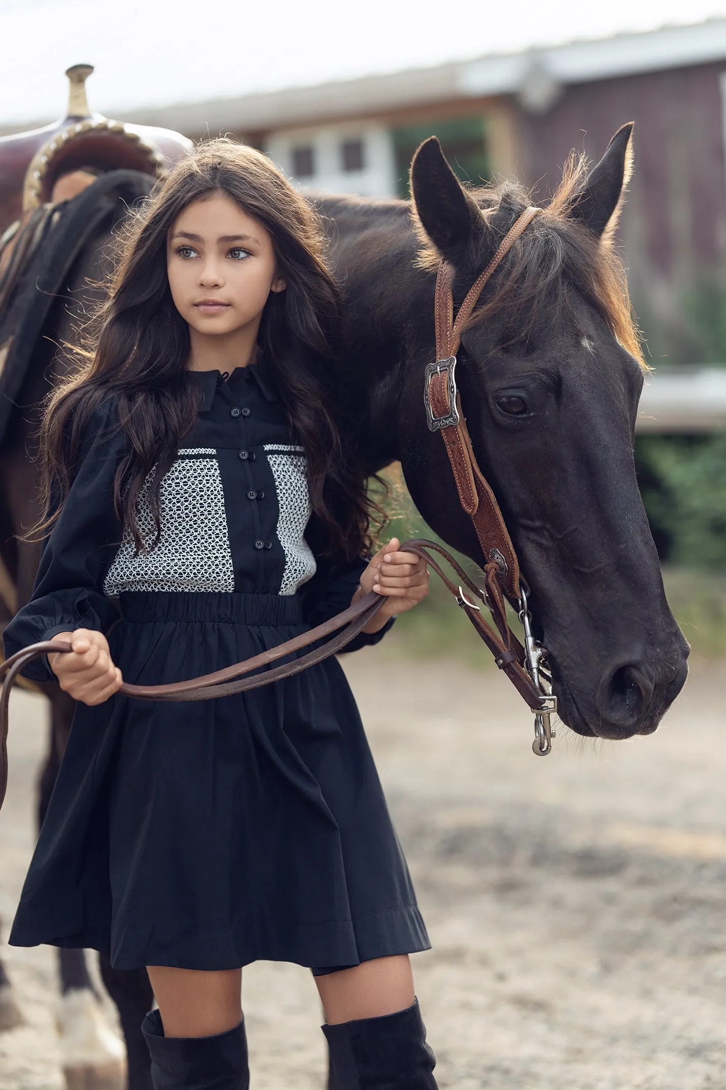 Bamboo Black Crochet Button Down Poplin Top [Final Sale]