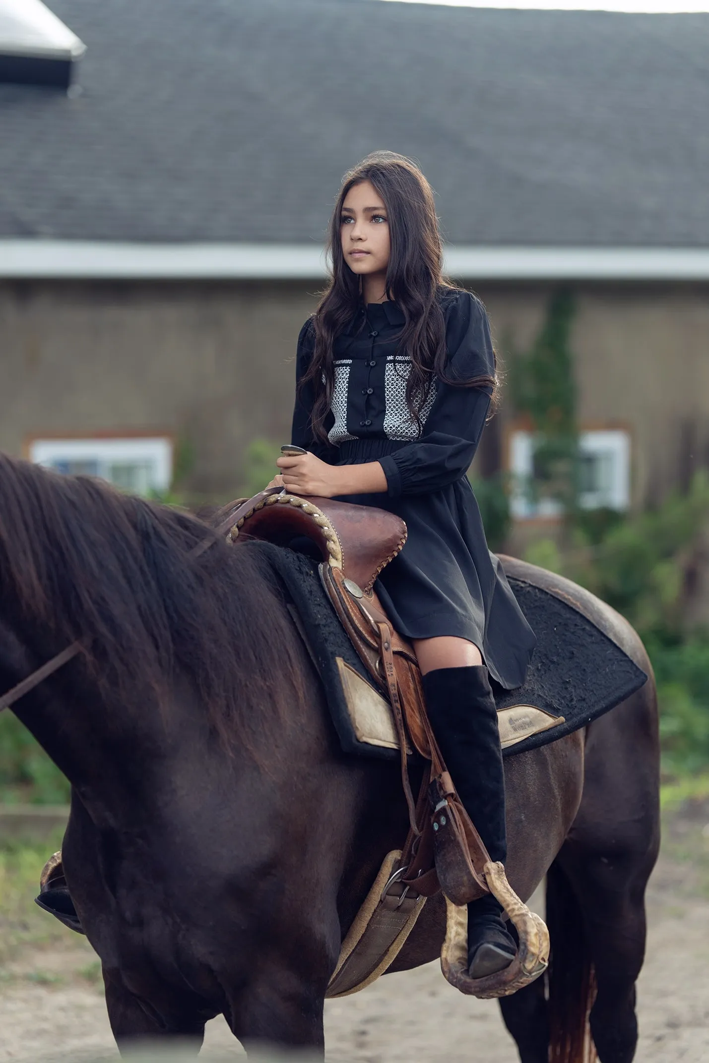 Bamboo Black Crochet Button Down Poplin Top [Final Sale]