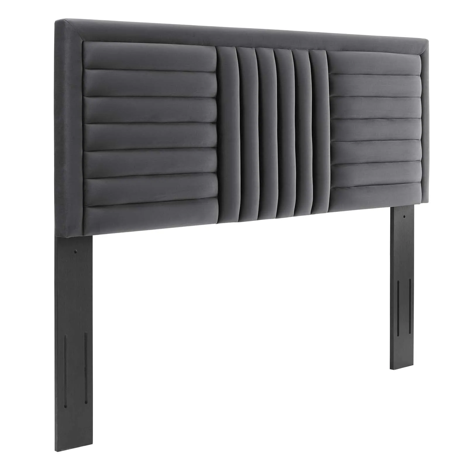 Believe Channel Tufted Performance Velvet King/California King Headboard By Modway - MOD-6666 - Charcoal