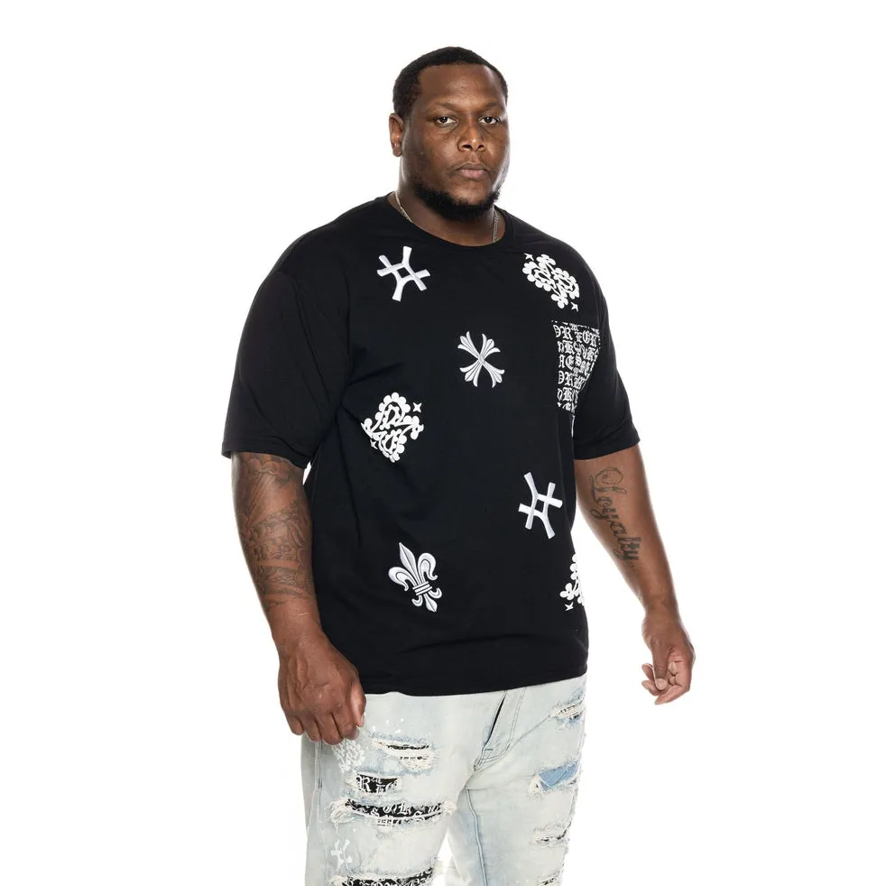 Big and Tall Monogram Fashion Tee - Black