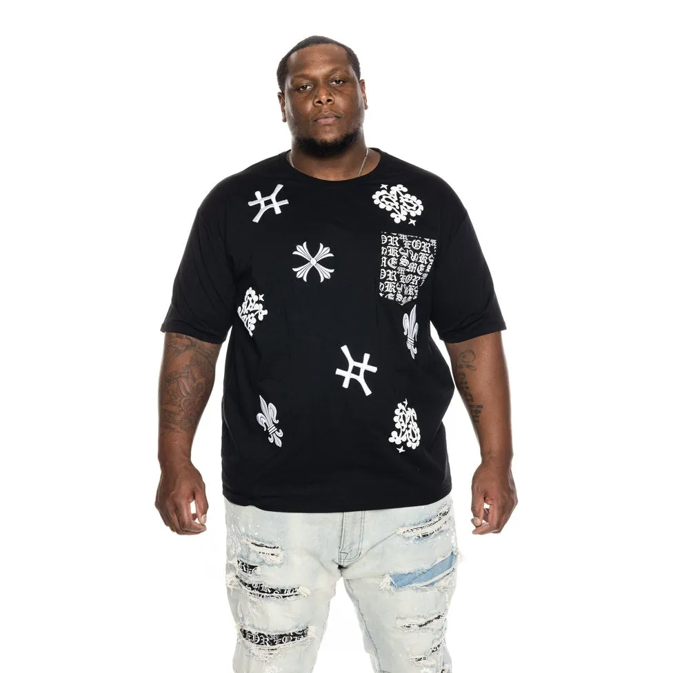 Big and Tall Monogram Fashion Tee - Black