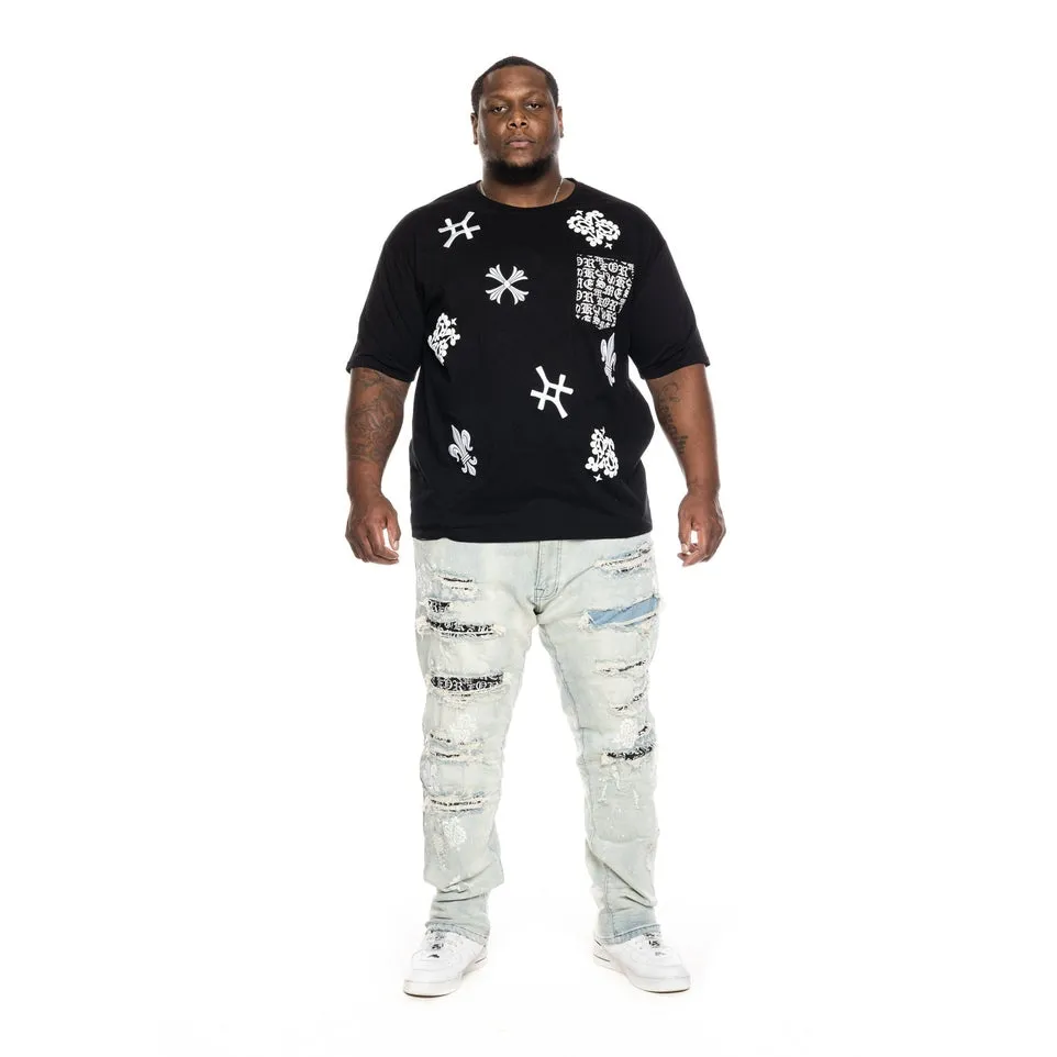 Big and Tall Monogram Fashion Tee - Black