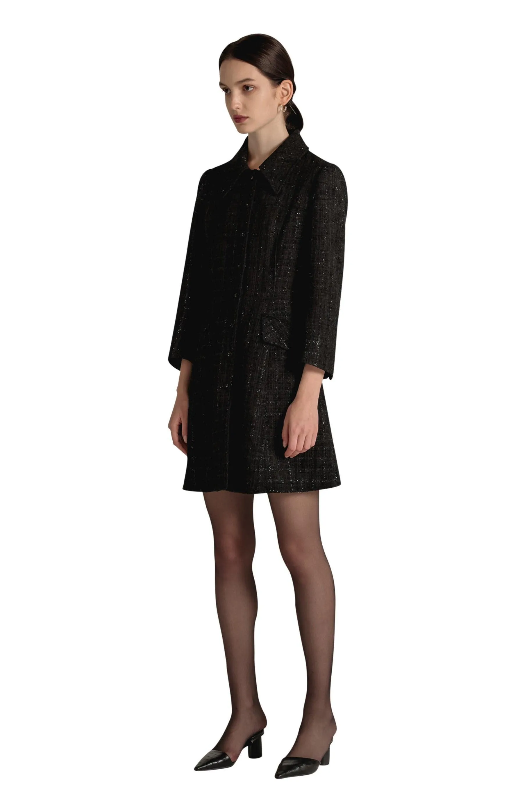 Black Tweed Flare Dress