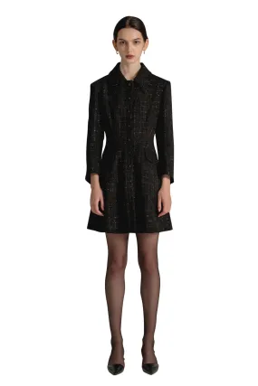 Black Tweed Flare Dress