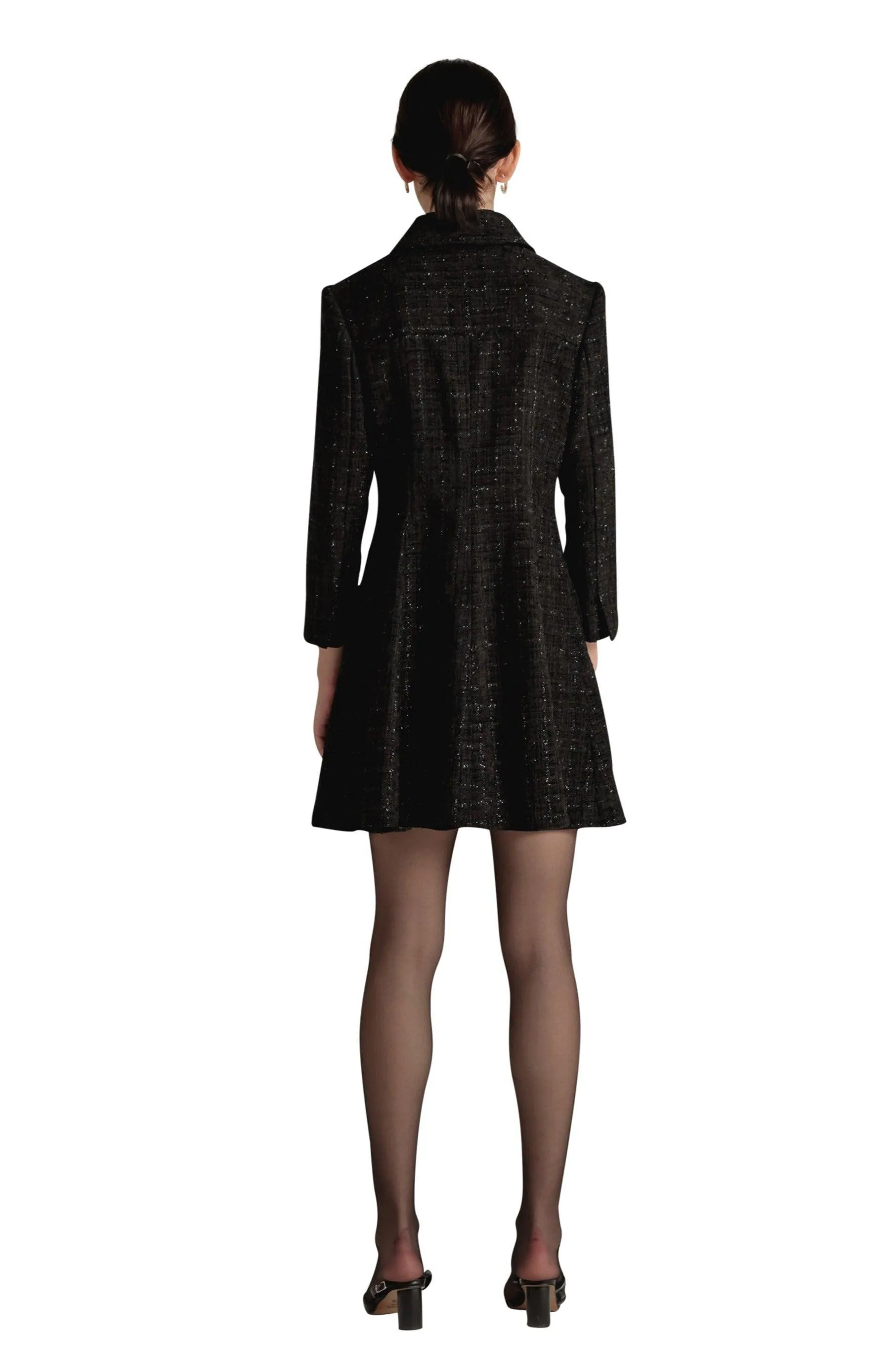 Black Tweed Flare Dress