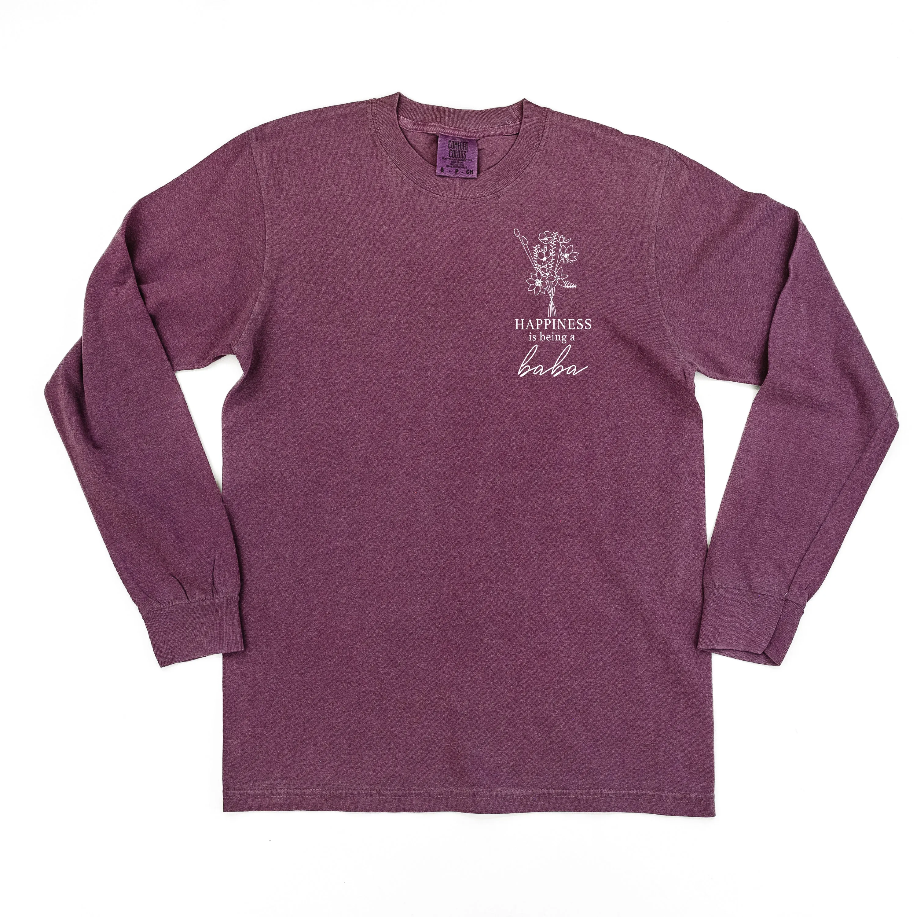 Bouquet Style - Happiness is Being a BABA - LONG SLEEVE COMFORT COLORS TEE
