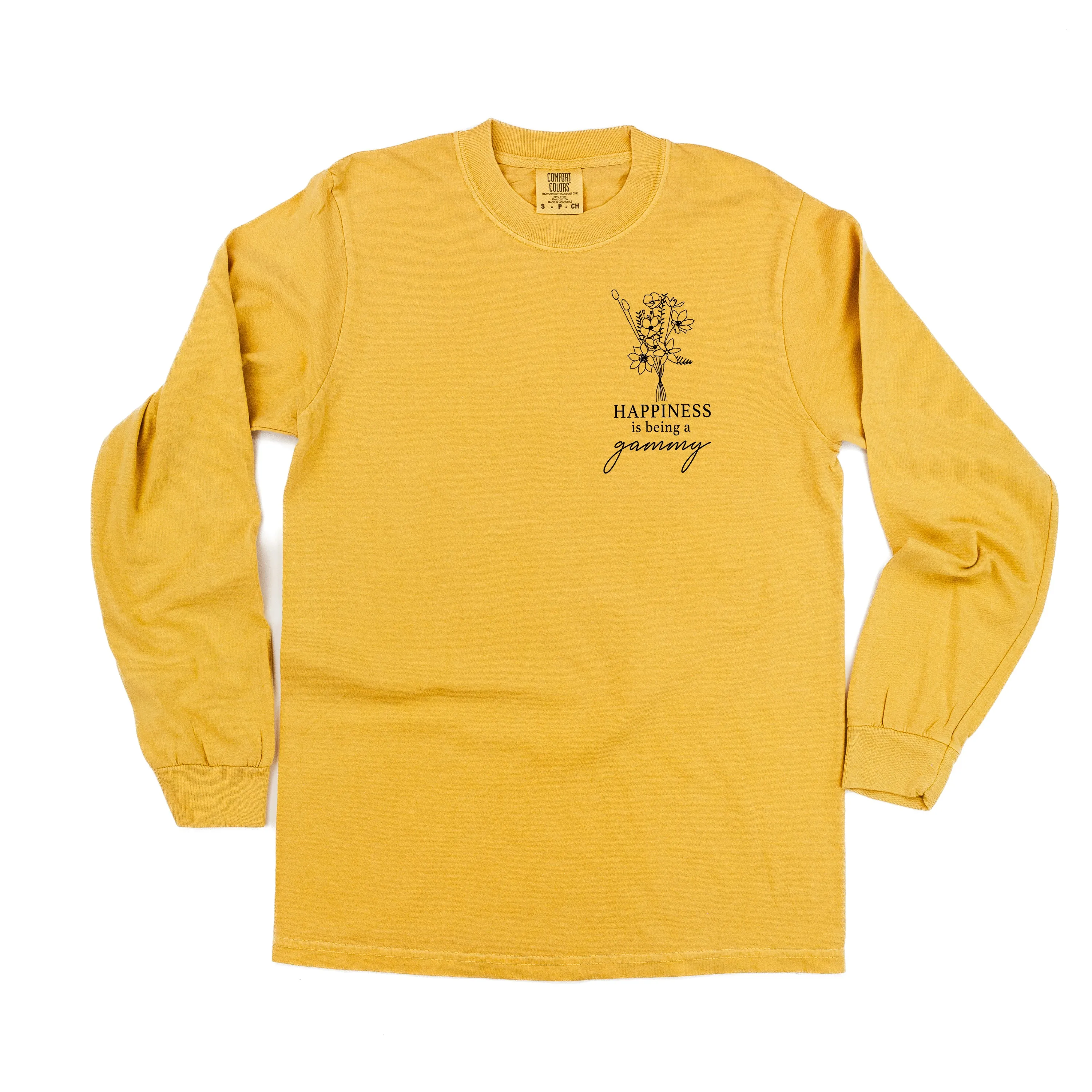Bouquet Style - Happiness is Being a GAMMY - LONG SLEEVE COMFORT COLORS TEE