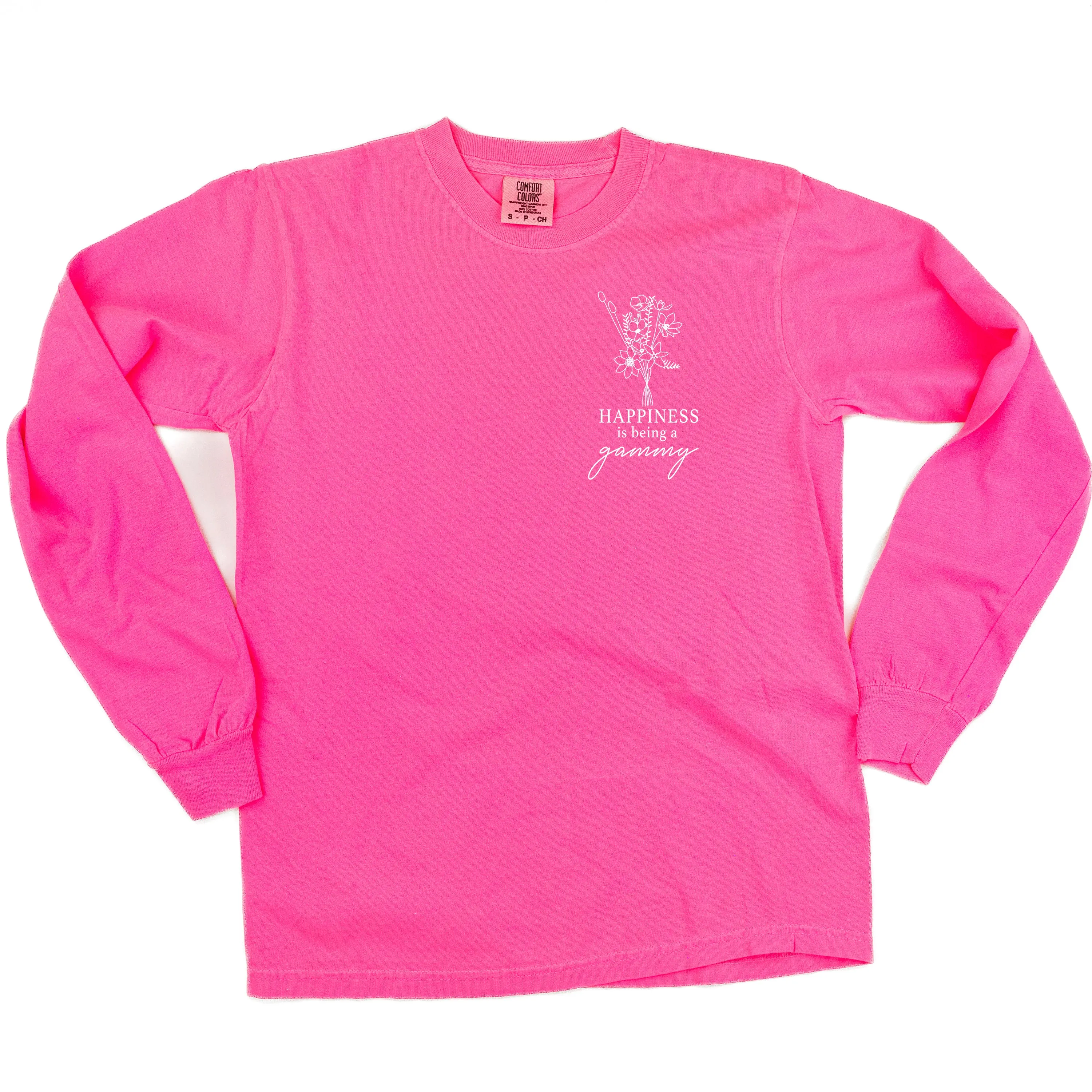 Bouquet Style - Happiness is Being a GAMMY - LONG SLEEVE COMFORT COLORS TEE