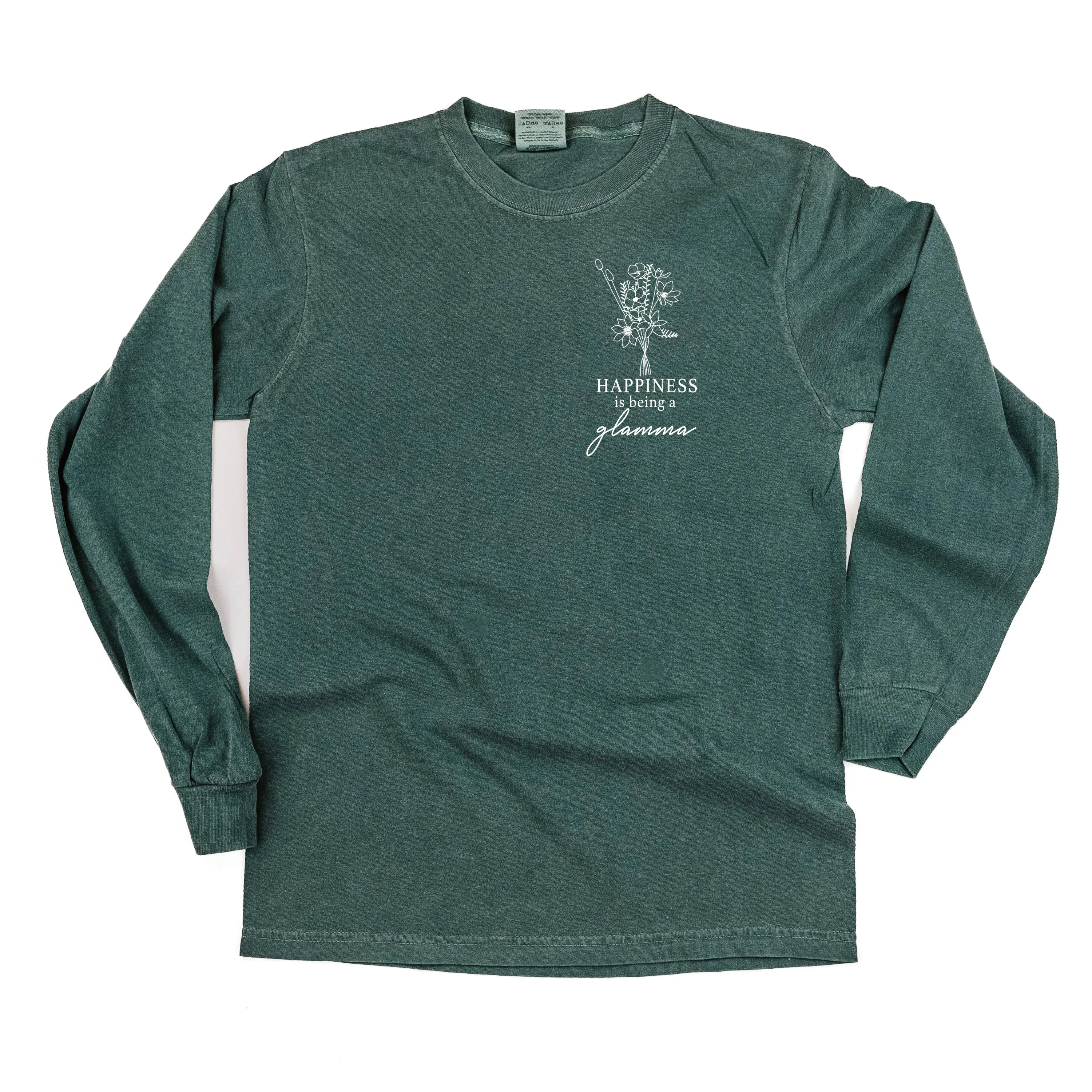 Bouquet Style - Happiness is Being a GLAMMA - LONG SLEEVE COMFORT COLORS TEE