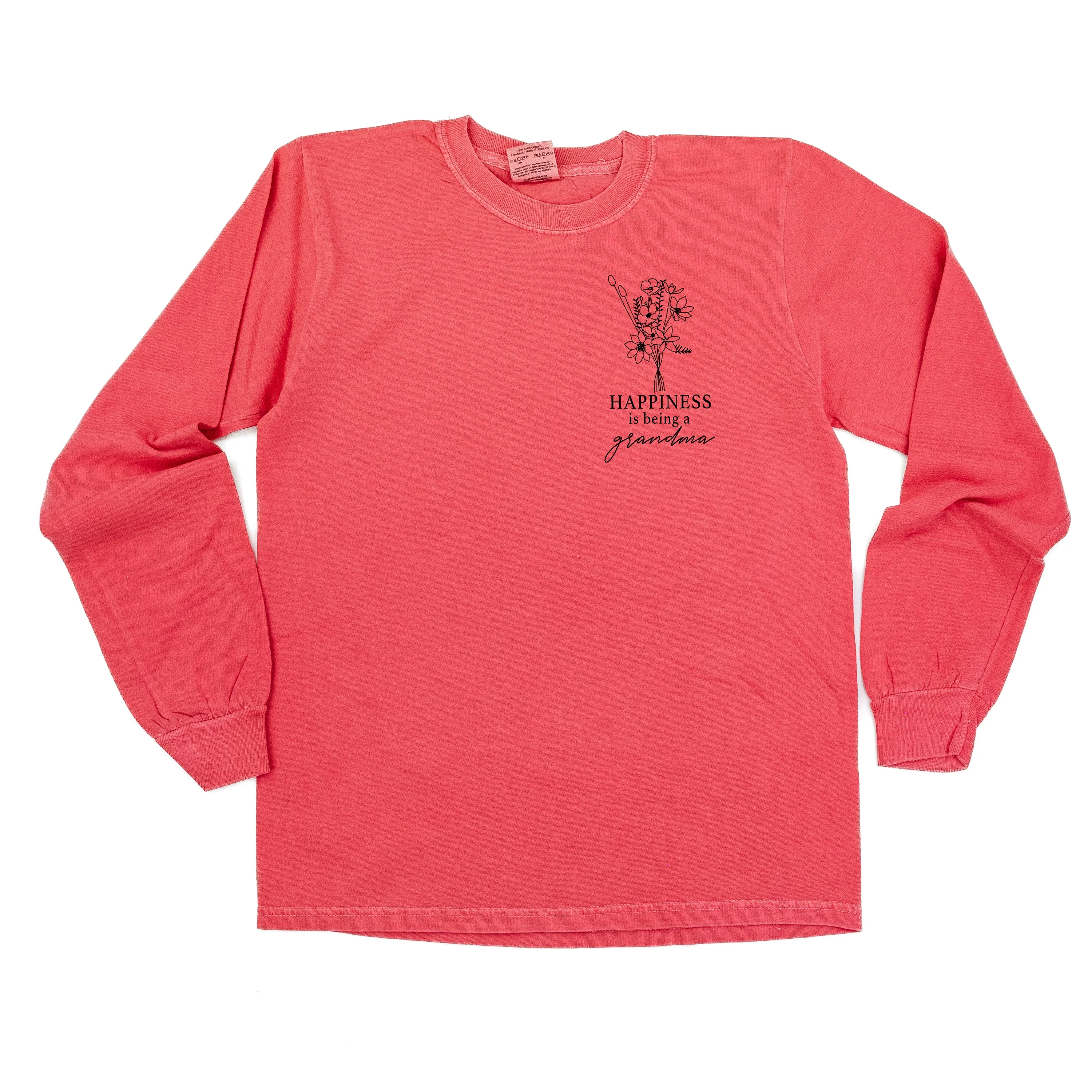 Bouquet Style - Happiness is Being a GRANDMA - LONG SLEEVE COMFORT COLORS TEE