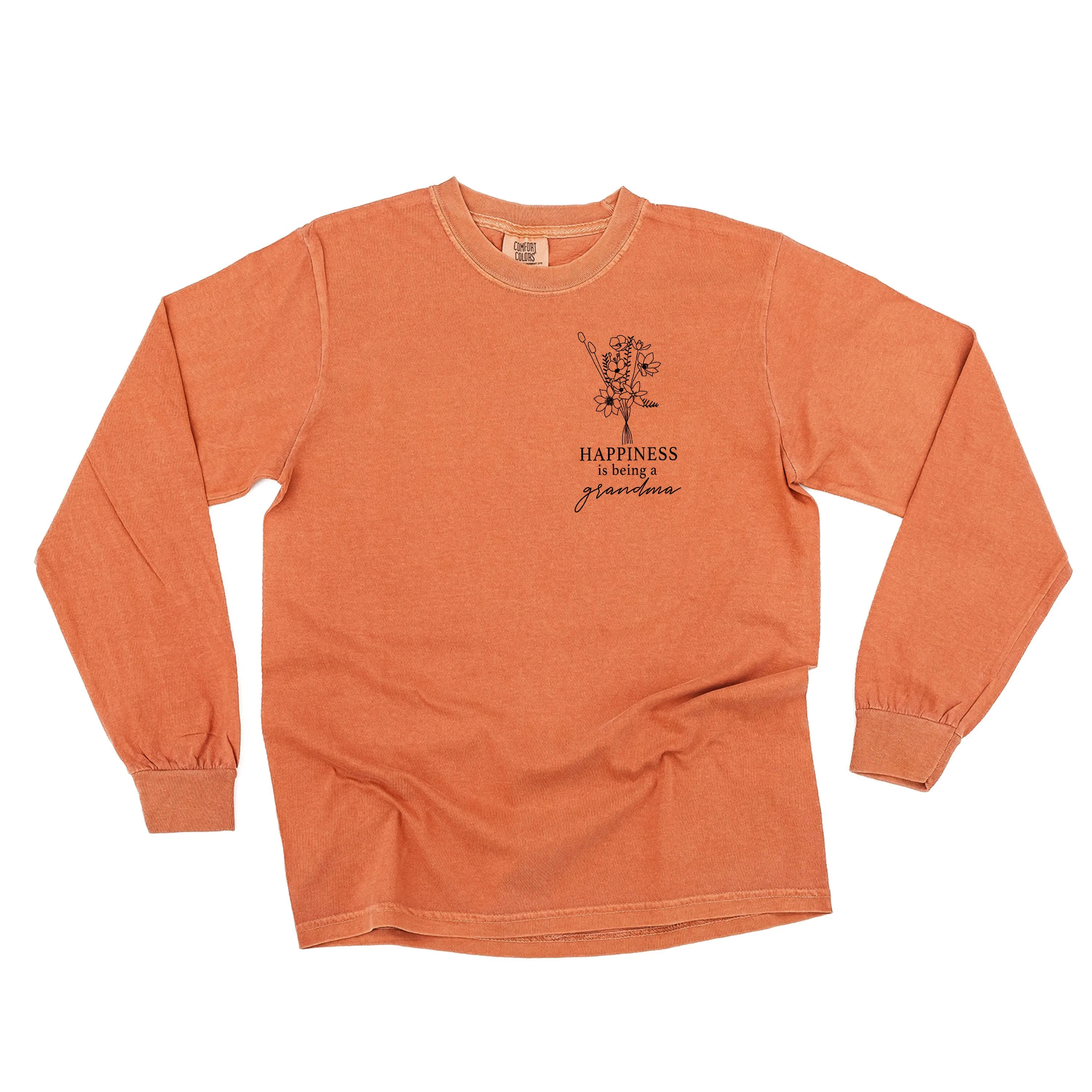 Bouquet Style - Happiness is Being a GRANDMA - LONG SLEEVE COMFORT COLORS TEE