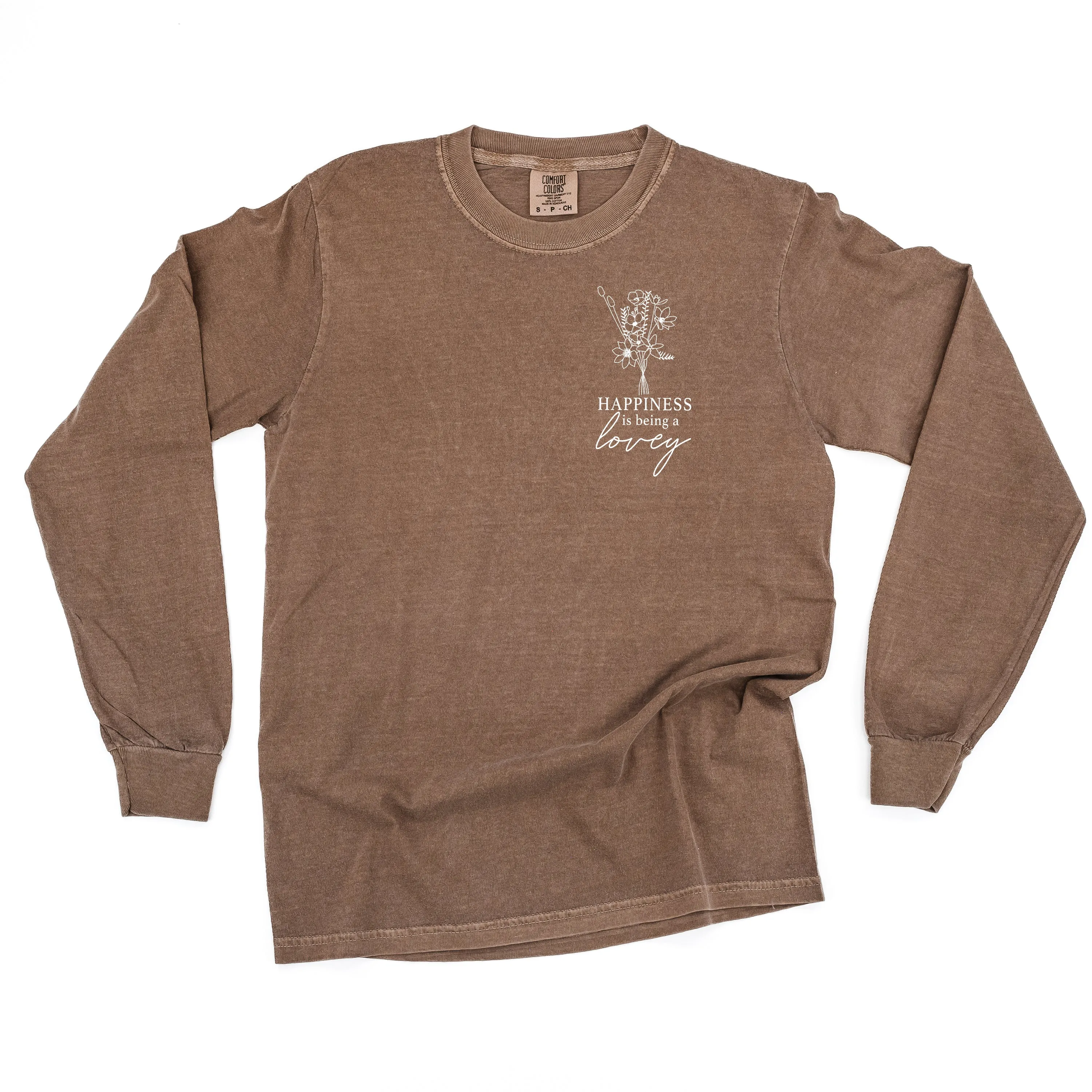 Bouquet Style - Happiness is Being a LOVEY - LONG SLEEVE COMFORT COLORS TEE