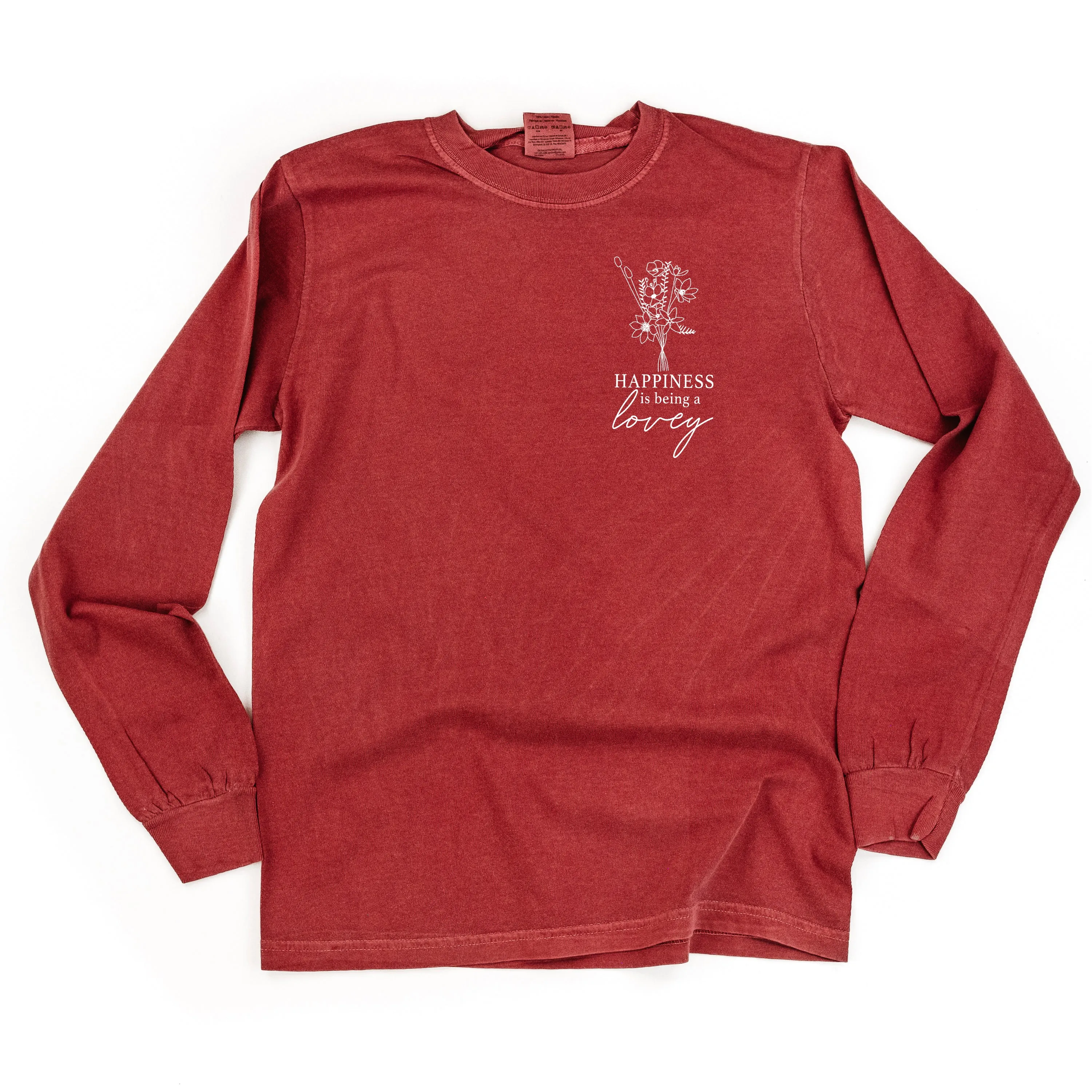 Bouquet Style - Happiness is Being a LOVEY - LONG SLEEVE COMFORT COLORS TEE