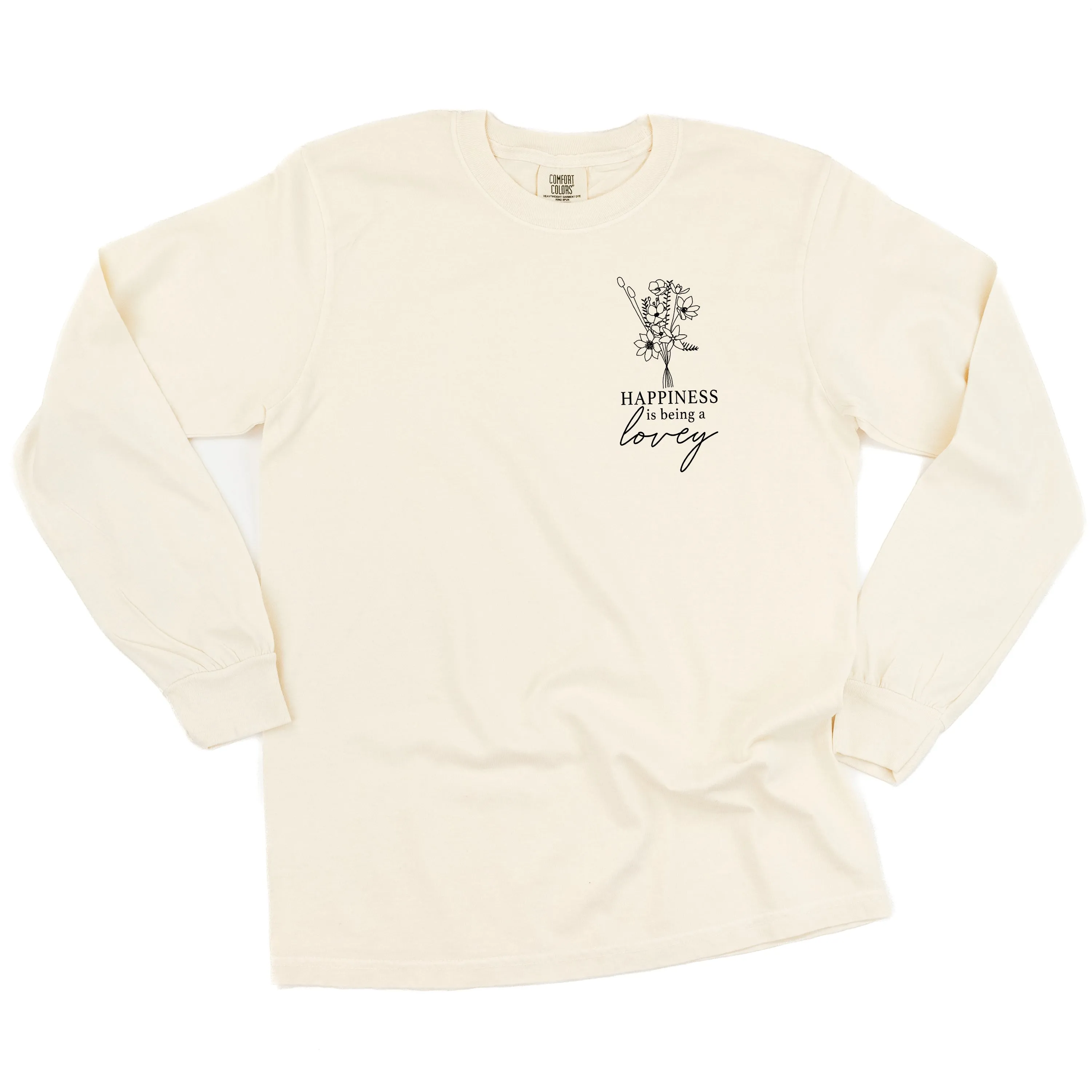 Bouquet Style - Happiness is Being a LOVEY - LONG SLEEVE COMFORT COLORS TEE