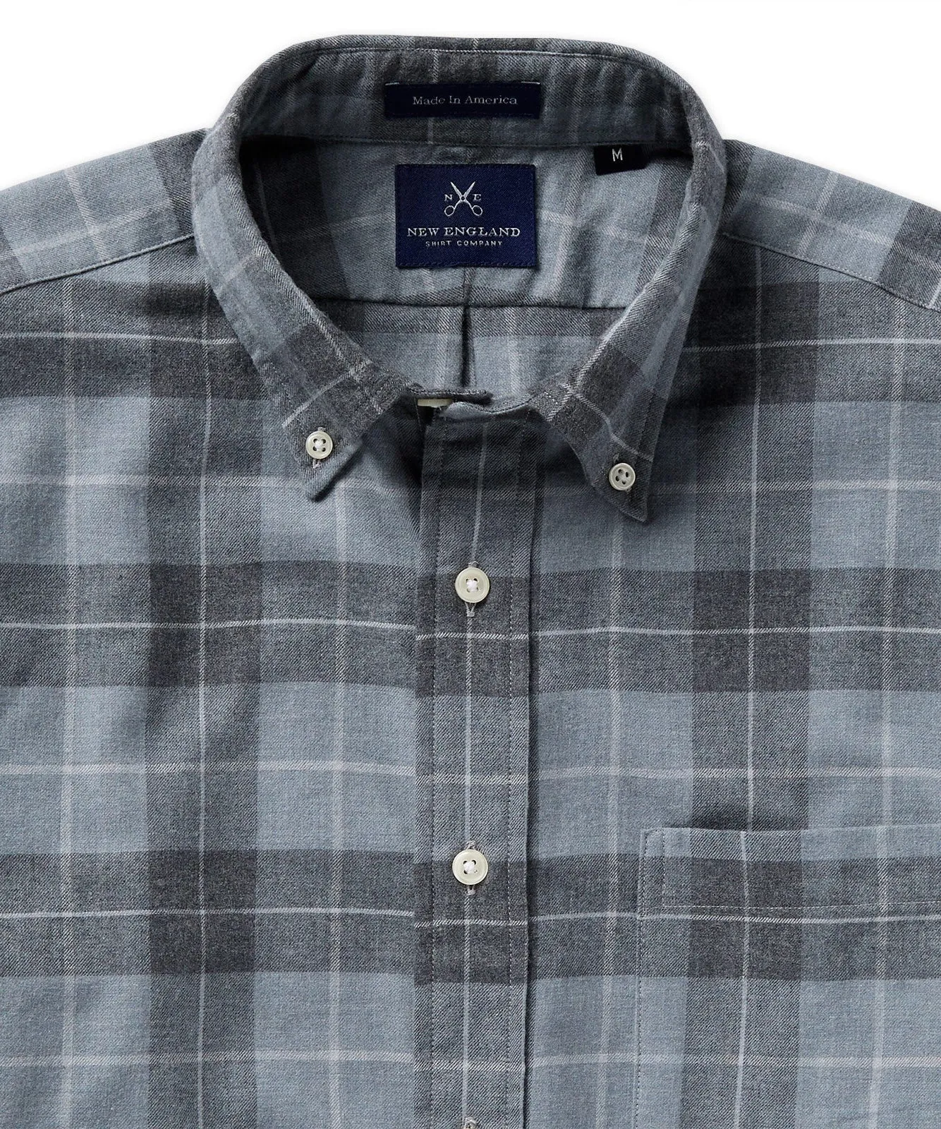 Bristol Button-Down Three Greys Plaid Flannel Sport Shirt