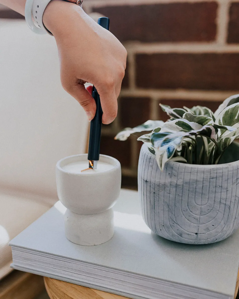 Channel The Flannel Coconut Soy Candle - Concrete Pedestal
