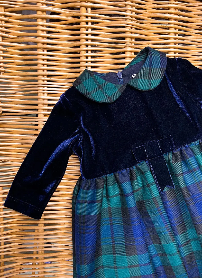 Chenille dress with tartan skirt