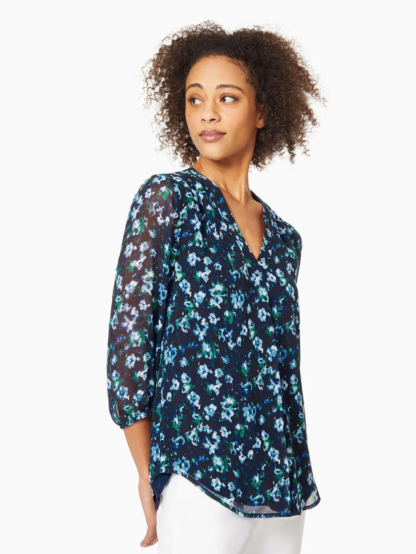 Chiffon V-Neck Kelly Blouse